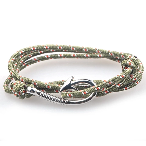 Nautical Wrap Bracelet Alloy Fish Hook Clasp Woven Rope Adjustable Vintage Handmade Jewelry For Men Women