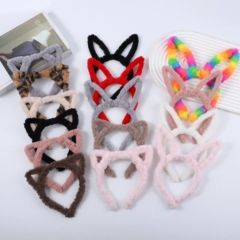 Diadema Orejas Gato Felpa Pelo Sintético Orejas Conejo Lavar Cara Cosplay Fiesta Disfraces Accesorios Cabello Mujer