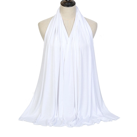 Women Jersey Scarf Solid Color Mercerized Cotton Long Hijab Shawl Soft Lightweight Plain Knit Head Wrap