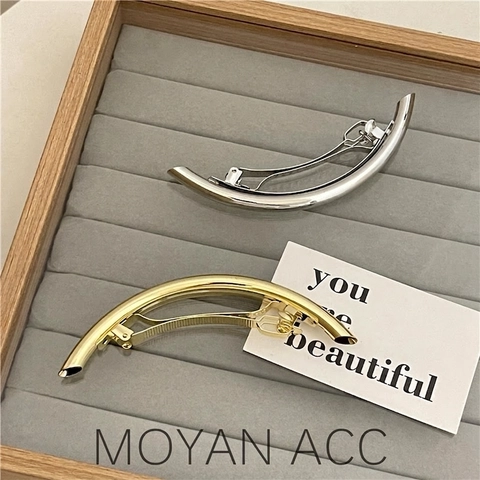 Pasador De Pelo De Arco Metálico Minimalista Aleación Pulida Muelle Horquilla Elegante Accesorio Para Mujeres