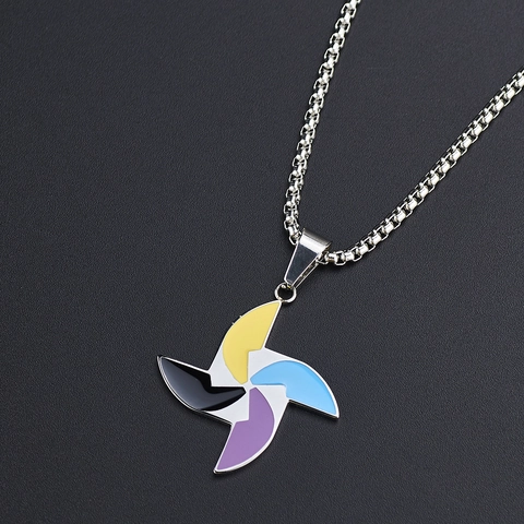 Collar Con Colgante De Molinillo Colorido De Acero Inoxidable Con Esmalte Estilo Hip Hop Streetwear Para Hombre Y Mujer