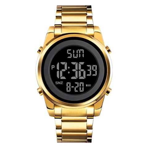 SKMEI 1611 Men's Digital Watch Business Fashion Stainless Steel Band Zinc Alloy Case 30M Waterproof Dual Time Chronograph Alarm LED Backlight Electronic Wristwatch For Men