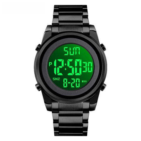 SKMEI 1611 Men's Digital Watch Business Fashion Stainless Steel Band Zinc Alloy Case 30M Waterproof Dual Time Chronograph Alarm LED Backlight Electronic Wristwatch For Men