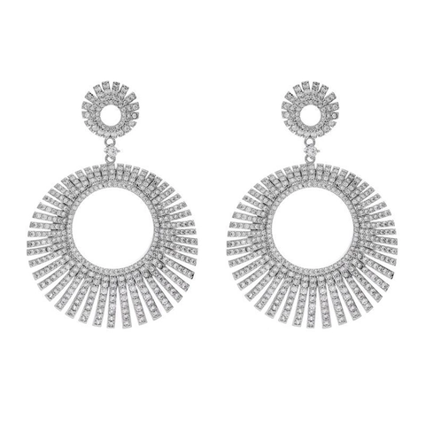 Orecchini Pendenti in Rame Vintage di Lusso con Zirconia Eleganti Orecchini con Nappine Geometriche Strass per Donna Gioielli