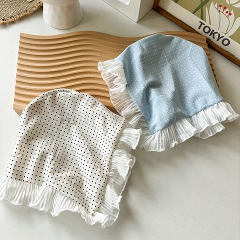 Fascia Bandana in Pizzo a Pois Vintage per Donna Dolce Triangolo con Volant Sciarpa per Capelli Floreale Accessori per Capelli