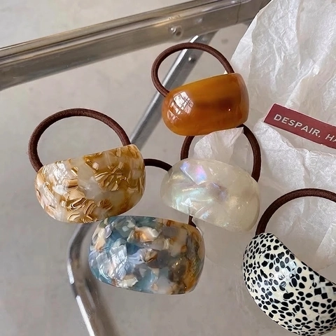 Hair Ties Acetate Resin Curved Marble Leopard Ponytail Holder Minimalist Korean Style Elegant Accessory For Women