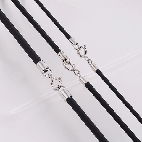 Black Rubber Necklace Cord With 925 Sterling Silver Clasp DIY Jewelry Making Finding Minimalist Unisex