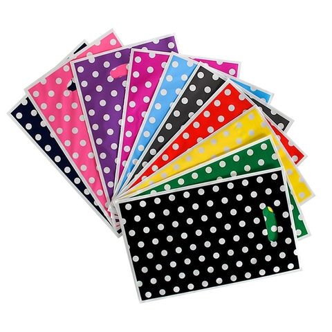 Polka Dot Plastic Artificial Pearl Film Gift Bags With Cut-out Handle For Birthday Party Wedding Candy Treats Packaging Colorful