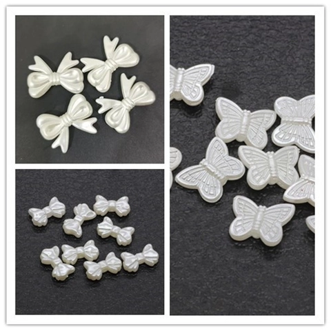 Cuentas De Imitación De Perlas Artificiales Blancas Nacaradas Mariposa Lazo Corazón Estrella Forma Resina Cuentas Sueltas Para Joyería DIY