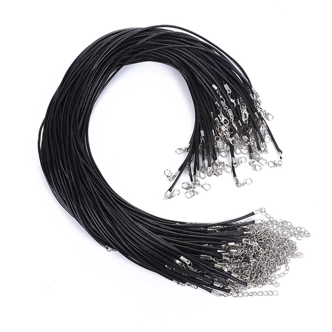 Cordon De Collier En Fil Ciré Avec Fermoir Mousqueton En Alliage Et Chaîne D Extension Pour Fabrication De Bijoux DIY