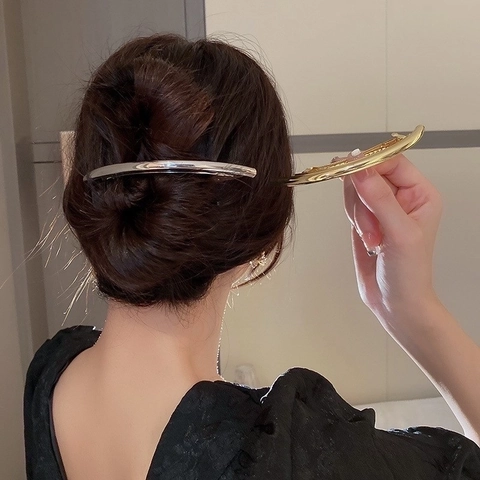 Fermaglio Capelli Incurvato Minimalista Lega Metallo Molla Per Coda Cavallo Accessorio Elegante Per Capelli Donne