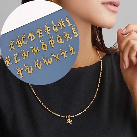 Stainless Steel Alphabet Letter Pendants A-Z DIY Jewelry Making Charms Fashion Necklace Accessory For Women Men