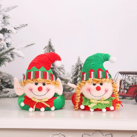 Christmas Elf Curtain Tiebacks Plush Fabric Holiday Window Holdbacks Festive Home Party Decorative Ornaments