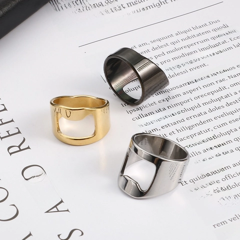 Anillo Abridor De Botellas Acero Inoxidable 316L Funcional Cool Punk Joyería De Dedo Para Hombres Mujeres Urbano