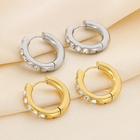 Orecchini A Cerchio In Acciaio Inossidabile Con Strass Incisione A Stella A Forma Di U Gioielli Di Moda Per Donna