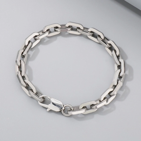 Collana Bracciale Gioielli In Acciaio Inossidabile Catena A Filo Quadrato Accessori Hip Hop Punk Per Uomini Donne Minimalista