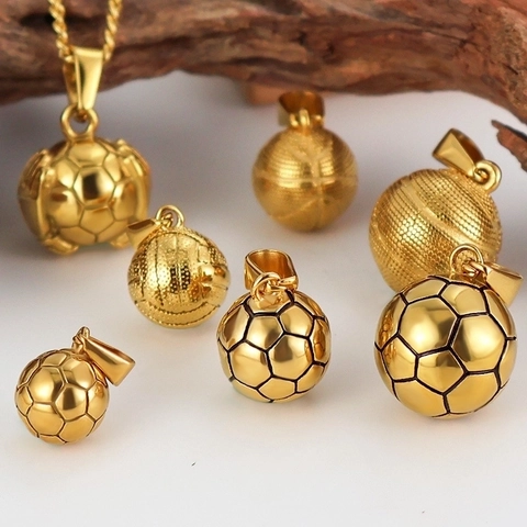 Sport Fußball Basketball Anhänger Halskette Edelstahl Hip Hop Schmuck Für Herren Fans