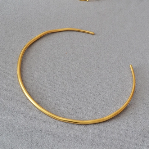 Vintage Minimalist Brass Gold Plated Irregular Lines Open Choker Necklace For Women Stylish Niche Geometric Jewelry Accessories