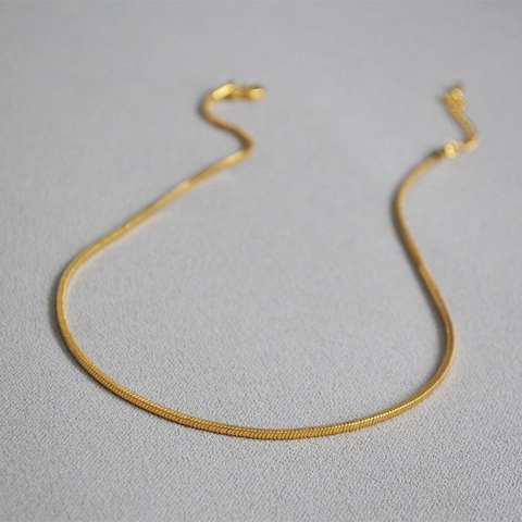 Minimalist Copper Square Snake Bone Chain Necklace For Women Electroplated Geometric Gold Silver Choker Daily Wear Jewelry