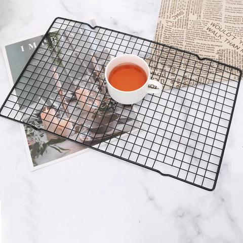 Non-stick Carbon Steel Baking Cooling Rack Rectangular Mesh Wire Tray With Feet For Bread Cake Cookies Home Kitchen