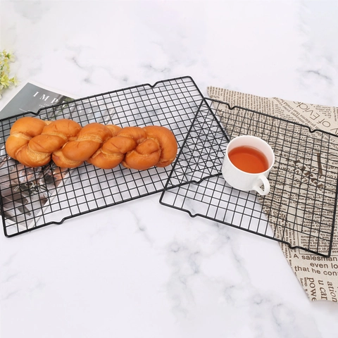 Non-stick Carbon Steel Baking Cooling Rack Rectangular Mesh Wire Tray With Feet For Bread Cake Cookies Home Kitchen