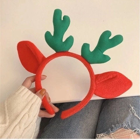 Serre-Tête Cornes De Renne En Peluche Douce Noël Bandeau Pour Fête Soins Du Visage Lavage Visage Femmes Filles Dessin Animé