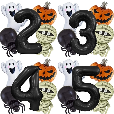 Halloween Foil Balloons Number Shape Ghost Pumpkin Spider Mummy Festive Party Atmosphere Decoration Props