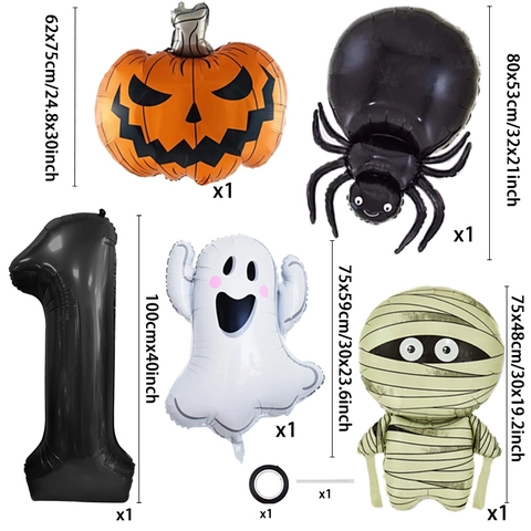 Halloween Foil Balloons Number Shape Ghost Pumpkin Spider Mummy Festive Party Atmosphere Decoration Props