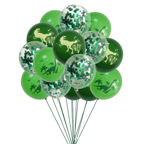 Dinosaur Balloons Latex Confetti Green Jungle Theme Birthday Party Decorations For Boys Kids Jungle Animal Roar