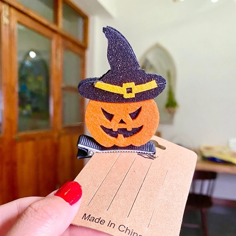 Fermagli per Capelli in Feltro di Halloween Fantasma Zucca Pipistrello Cappello da Strega Gatto per Decorazione Festa Multicolore
