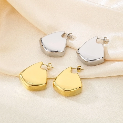 Orecchini A Lobo Chunky Goccia Acciaio Inossidabile Lucidato A Specchio Cavo Geometrico Minimalista Gioielli Per Donna