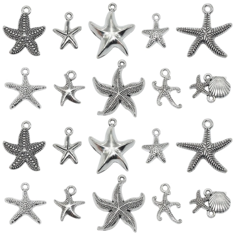 Starfish Shell Charms Zinc Alloy Antique Silver Ocean Theme Retro For DIY Jewelry Making Necklaces Bracelets Accessories