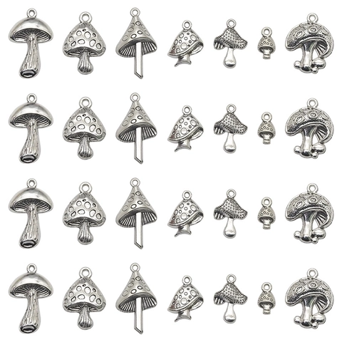 Pendants Champignon En Alliage De Zinc Vintage Argent Antique Pour DIY Collier Bracelet Boucle D'oreille Accessoires De Bijoux