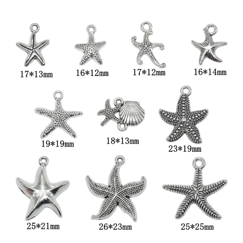 Starfish Shell Charms Zinc Alloy Antique Silver Ocean Theme Retro For DIY Jewelry Making Necklaces Bracelets Accessories