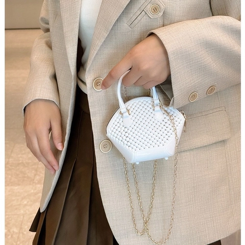Mini Borsa A Mano Conchiglia PVC Trama Di Perle Tracolla A Catena Borsa A Spalla Moda Estate Jelly Per Donna
