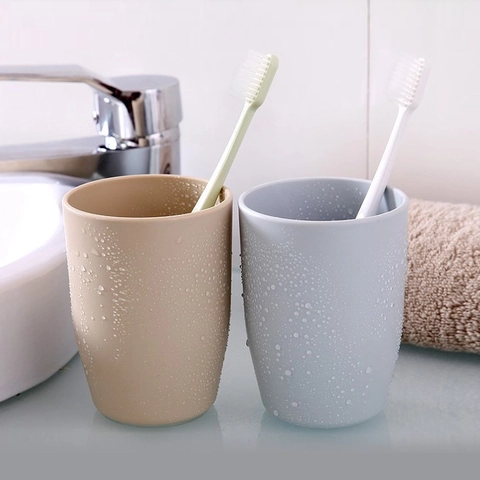Minimalist Plastic Mouthwash Cup Solid Color Bathroom Toothbrush Tumbler Nordic Style Durable Lightweight Home Use