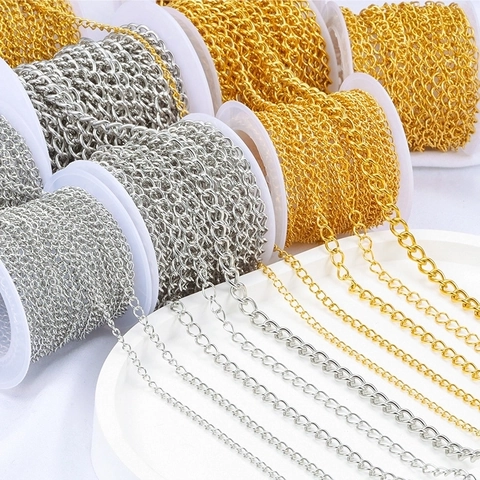 Roestvrijstalen Curb Chain DIY Sieraden Maken Benodigdheden Voor Ketting Armband 18K Verguld Onafgewerkte Schakel