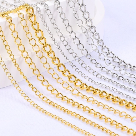 Roestvrijstalen Curb Chain DIY Sieraden Maken Benodigdheden Voor Ketting Armband 18K Verguld Onafgewerkte Schakel