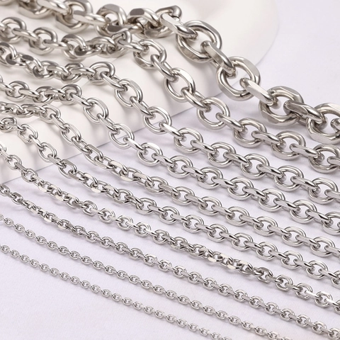 Edelstahl Oval Gekantete Kette Für DIY Halskette Armband Herstellung Schmuckzubehör Polierte Metallgliederkette