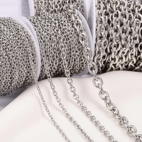 Stainless Steel Cable Cross Chain Oval Link DIY Jewelry Making Findings Necklace Bracelet Accessories Vacuum Gold Plated