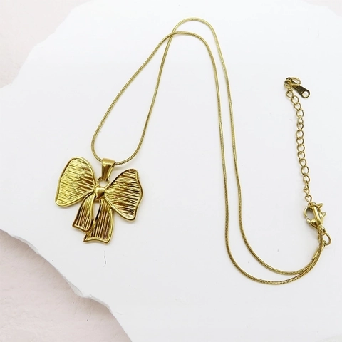 18K Gold Plated Stainless Steel Pendant Necklace For Women Heart Bow Star Hammered Circle Geometric Minimalist Fashion Jewelry
