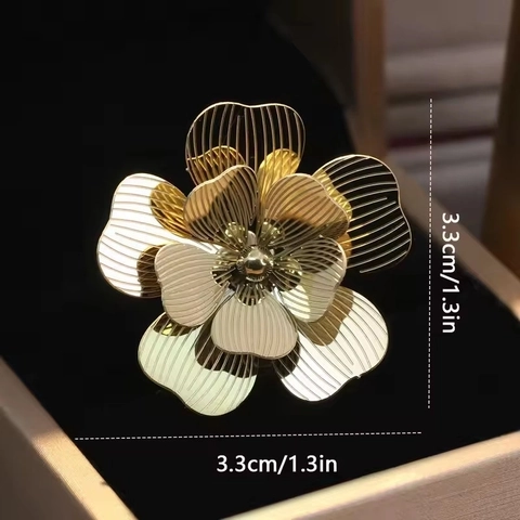18K Vergoldet Edelstahl Blume Offener Ring Für Damen Vintage Botanisch Blütenblatt Verstellbarer Fingerring Statement Schmuck Geschenk