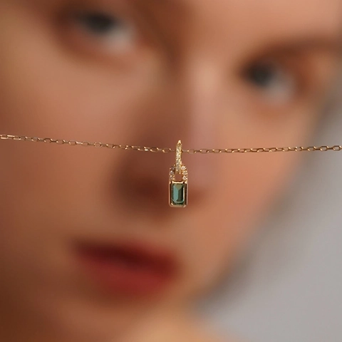 925 Sterling Silver Necklace With Rectangular Zirconia Pendant European Luxury Gold Plated Geometric Chain For Women Jewelry