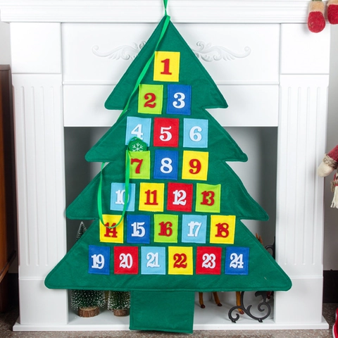 Calendario Dell Avvento Di Natale Albero Di Natale In Feltro Calendario Appeso Per Conto Alla Rovescia Con Tasche Numerate Decorazione Casa