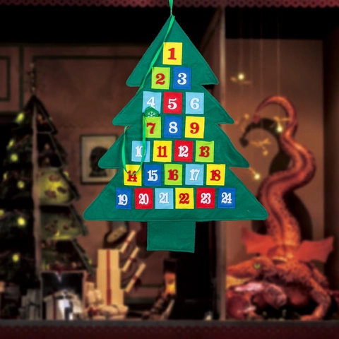 Calendario Dell Avvento Di Natale Albero Di Natale In Feltro Calendario Appeso Per Conto Alla Rovescia Con Tasche Numerate Decorazione Casa