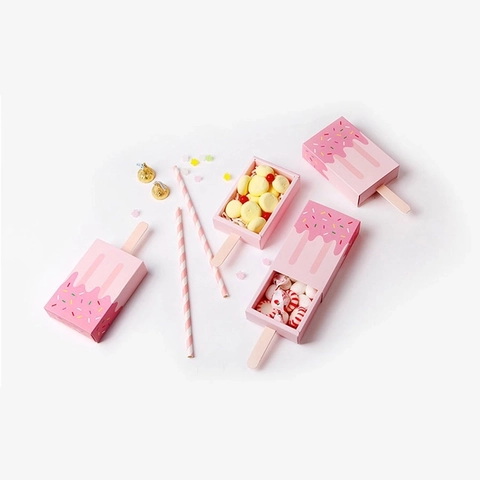 Ice Cream Popsicle Shape Candy Gift Box Paper Drawer Cartoon Packaging Macaron Colors Party Favor Birthday