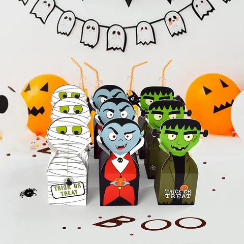 Halloween Süßigkeiten Box Cartoon Vampir Mumie Frankenstein Form Papier Geschenkbox Für Party Süßes Oder Saures Box