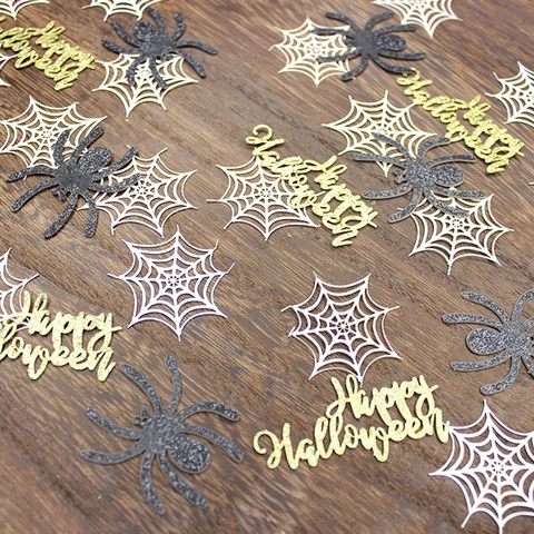 Confeti Halloween Papel Purpurina Calabaza Telaraña Murciélago Bruja Fantasma Decoración De Mesa Fiesta
