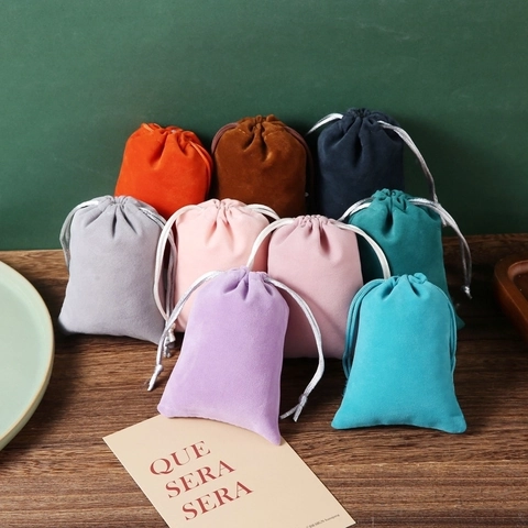 Mini Velvet Jewelry Pouch Drawstring Bags Soft Small Storage For Rings Necklaces Multi Color Packaging