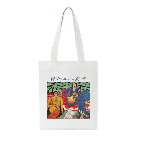 Artistieke Olieverf Canvas Tote Bag Grote Capaciteit Schouder Shopping Handtas Voor Dames Student Dagelijks Gebruik